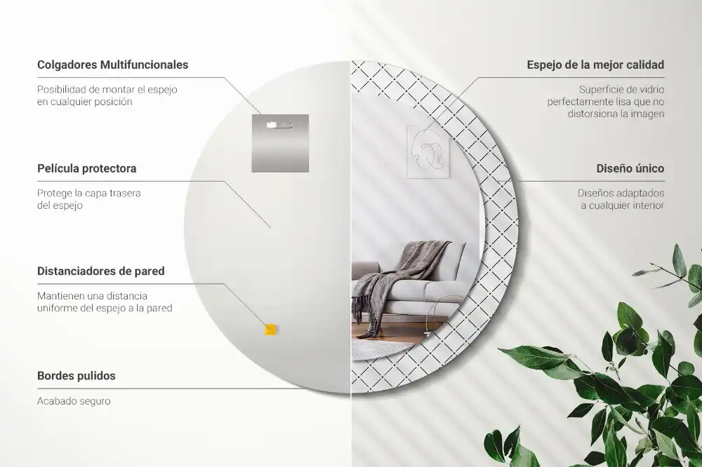 Round decorative mirror Cross lines