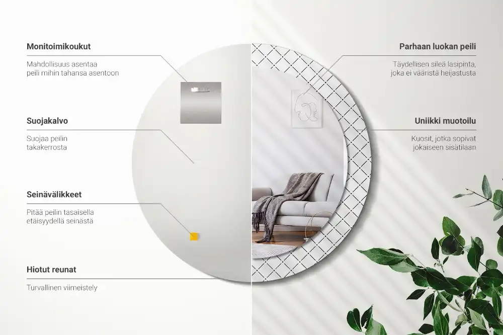 Round decorative mirror Cross lines