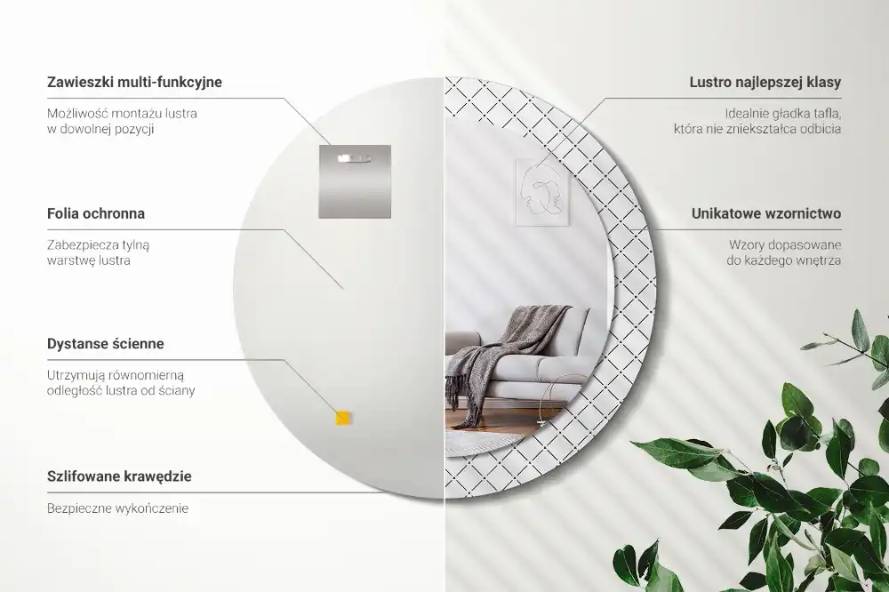 Round decorative mirror Cross lines
