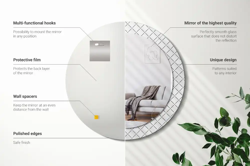 Round decorative mirror Cross lines