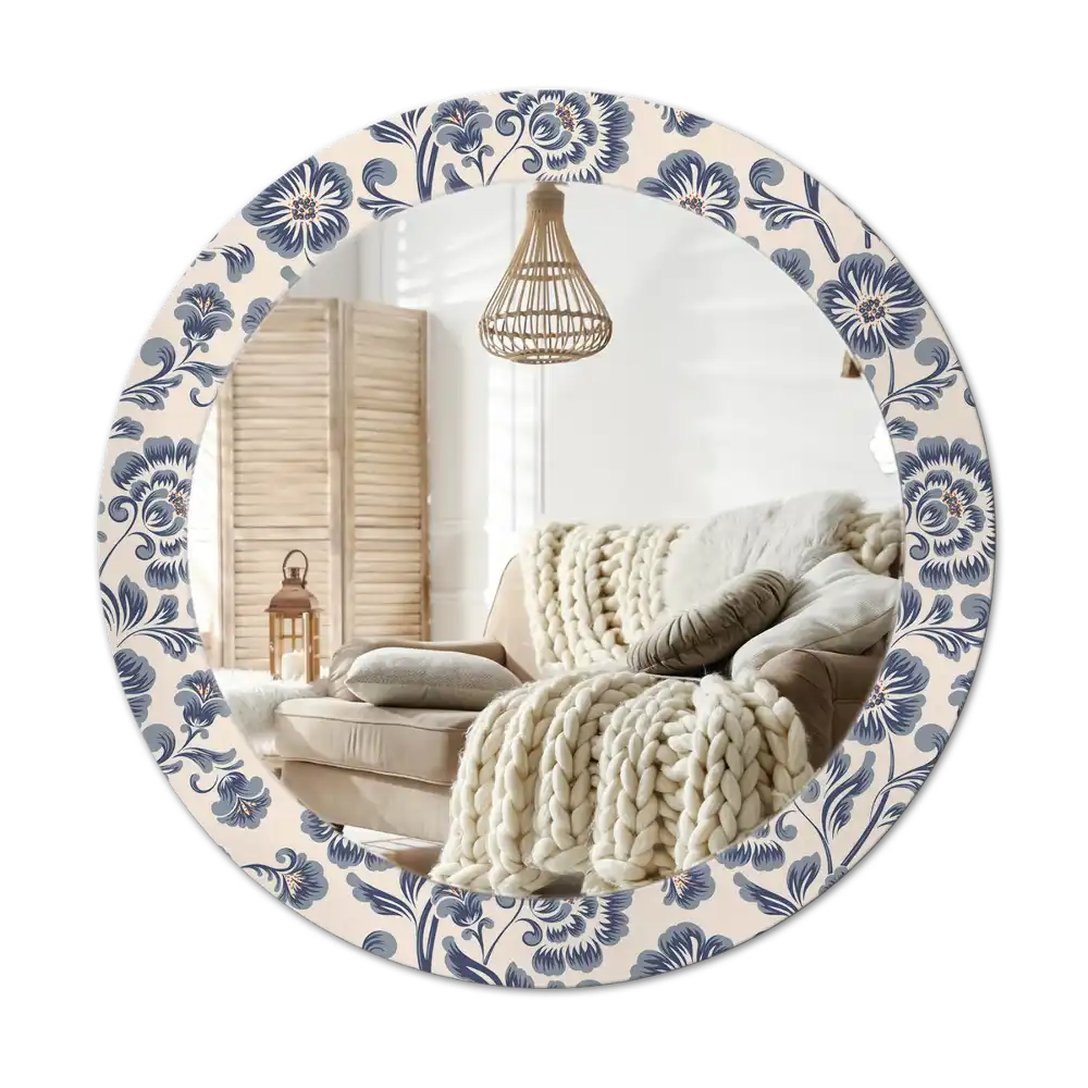 Round decorative mirror Floral pattern