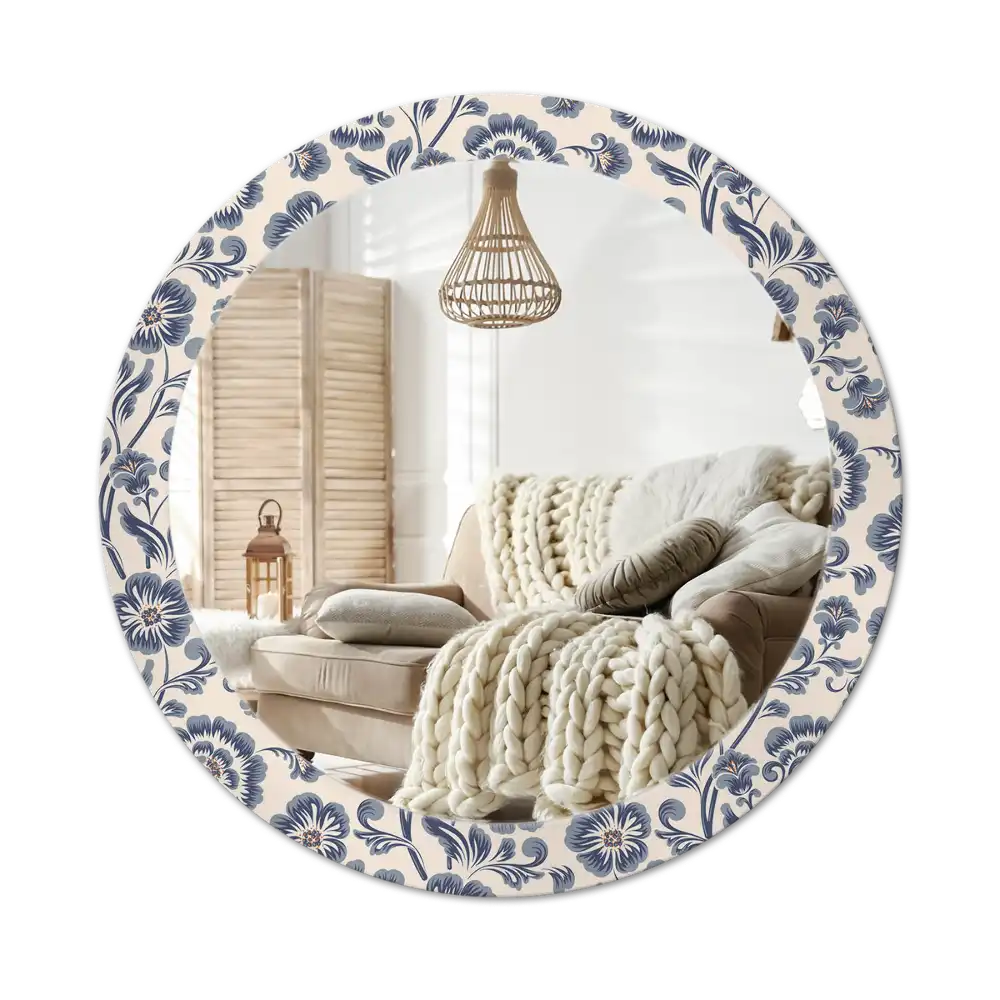Round decorative mirror Floral pattern