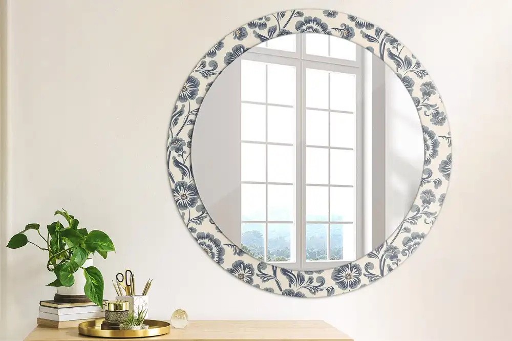 Round decorative mirror Floral pattern