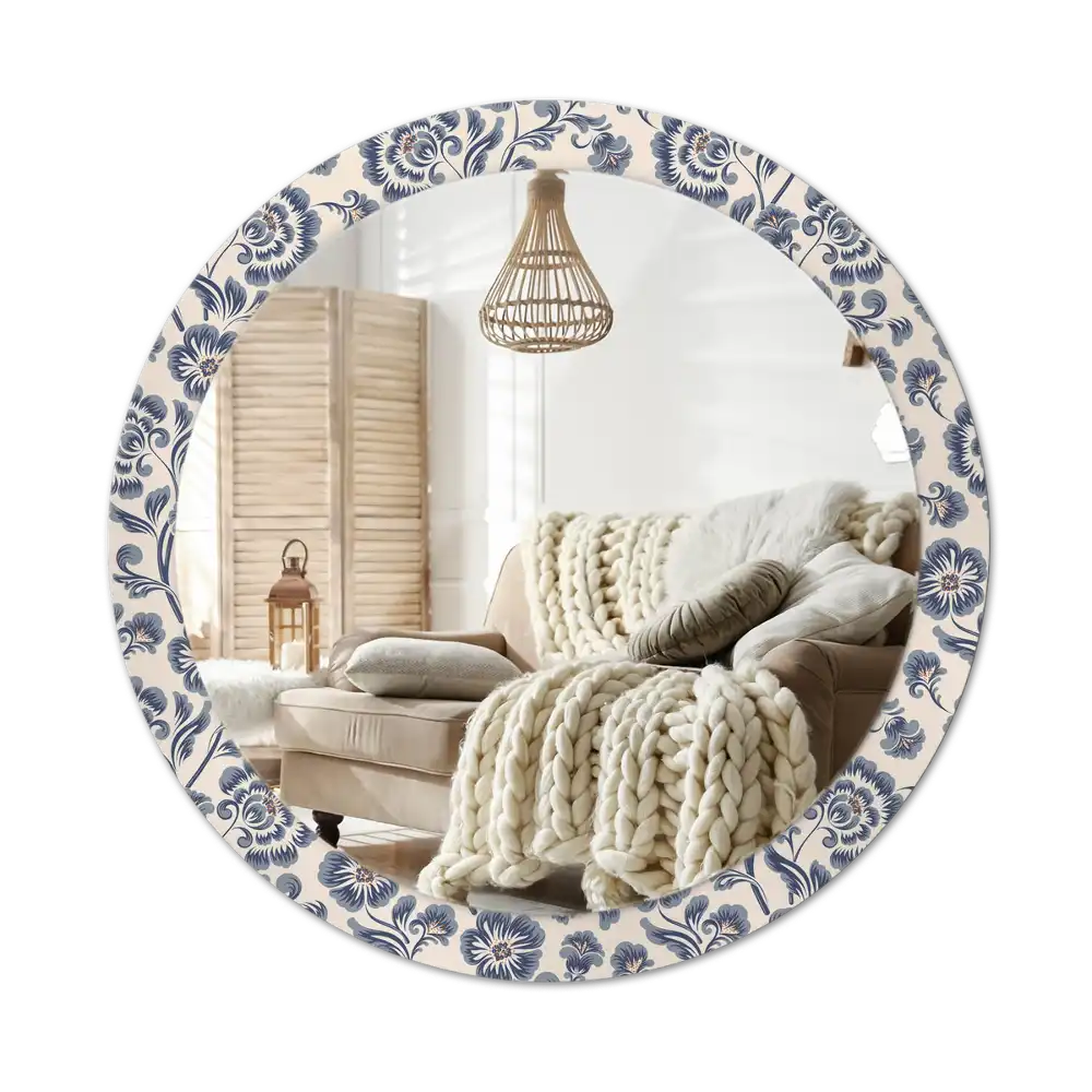 Round decorative mirror Floral pattern