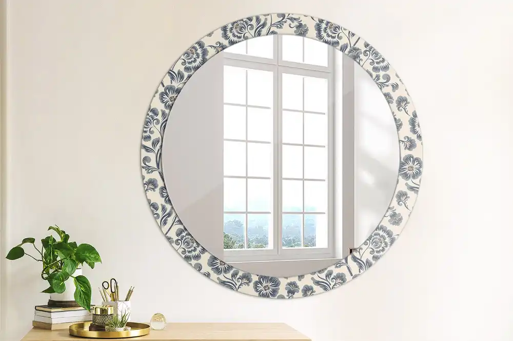 Round decorative mirror Floral pattern