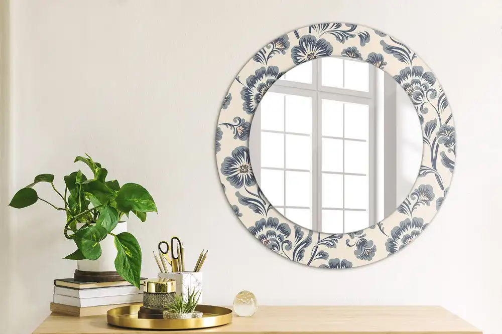 Round decorative mirror Floral pattern