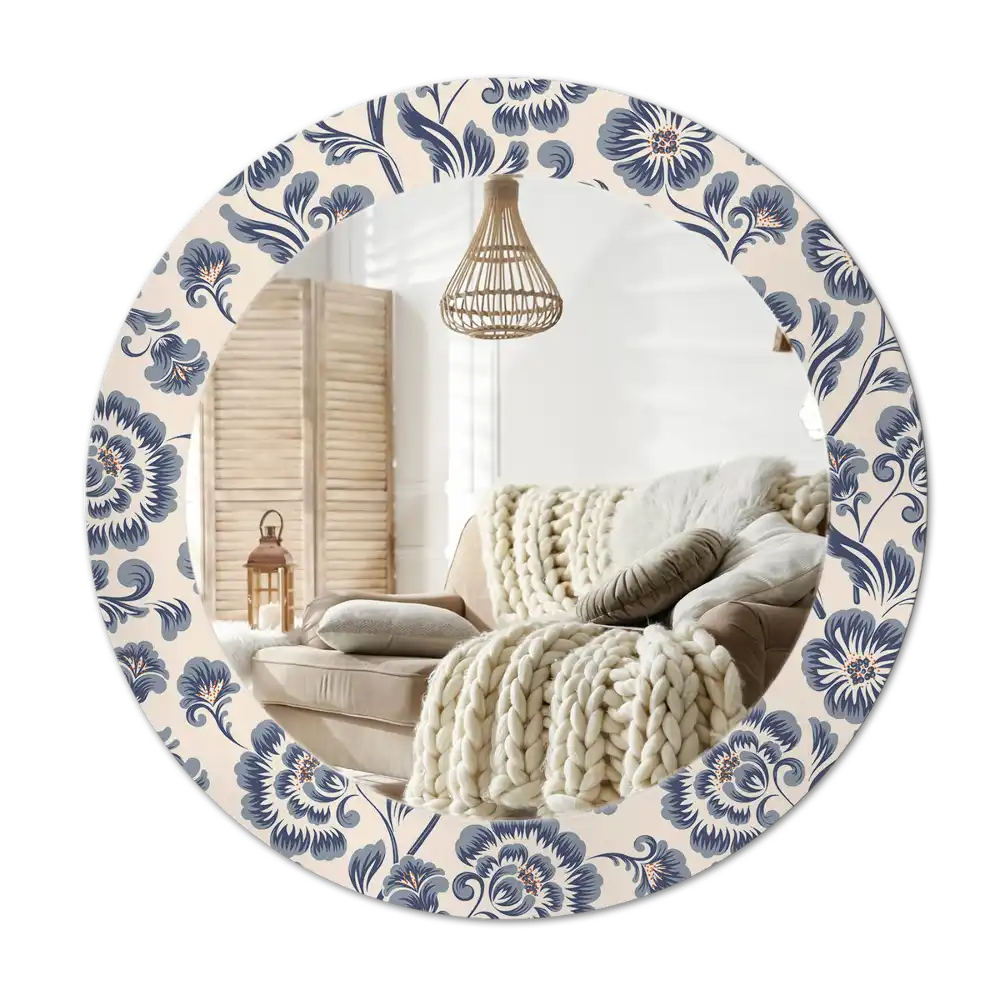 Round decorative mirror Floral pattern