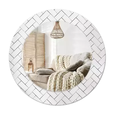 Round wall mirror decor Herringbone