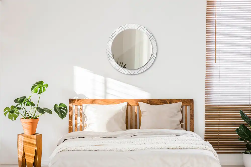 Round wall mirror decor Herringbone