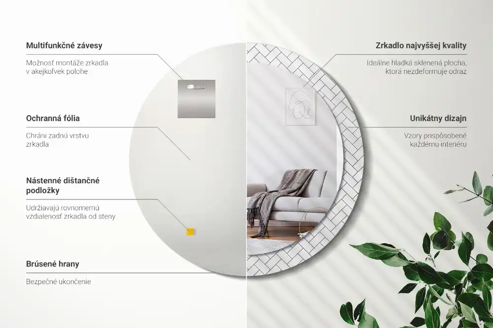 Round wall mirror decor Herringbone