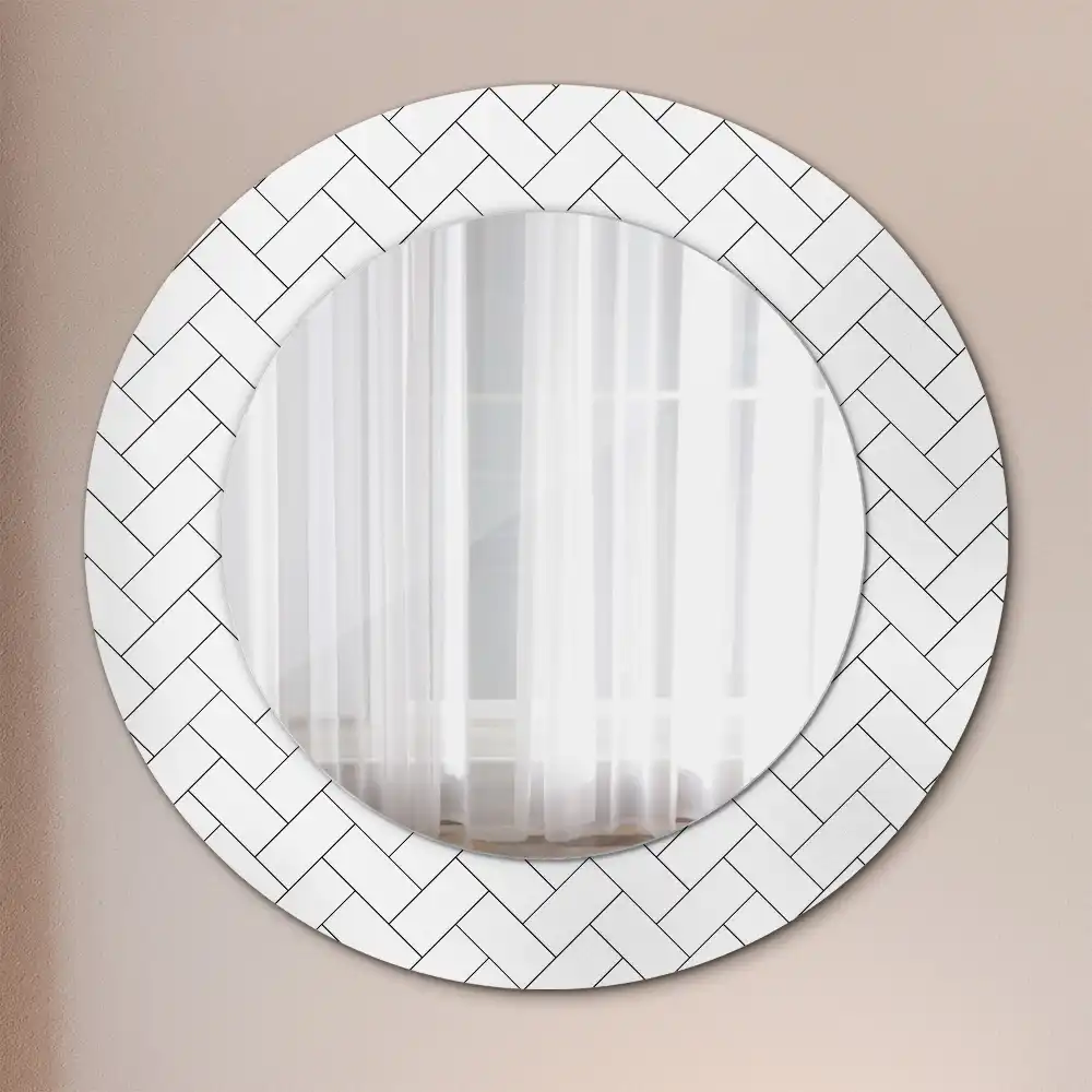 Round wall mirror decor Herringbone