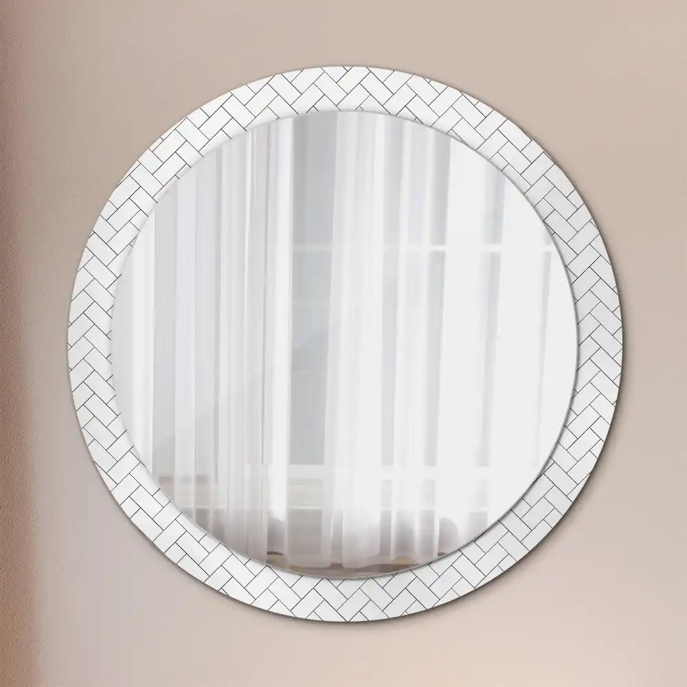 Round wall mirror decor Herringbone