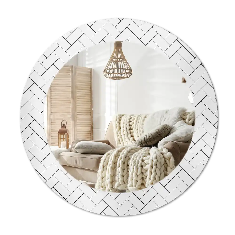 Round wall mirror decor Herringbone