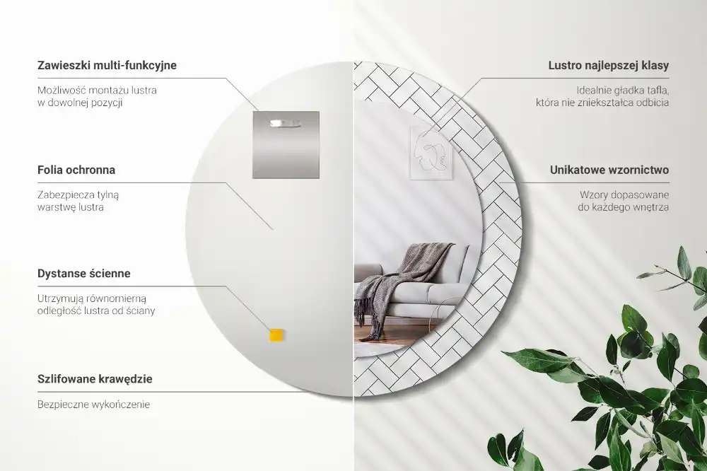 Round wall mirror decor Herringbone