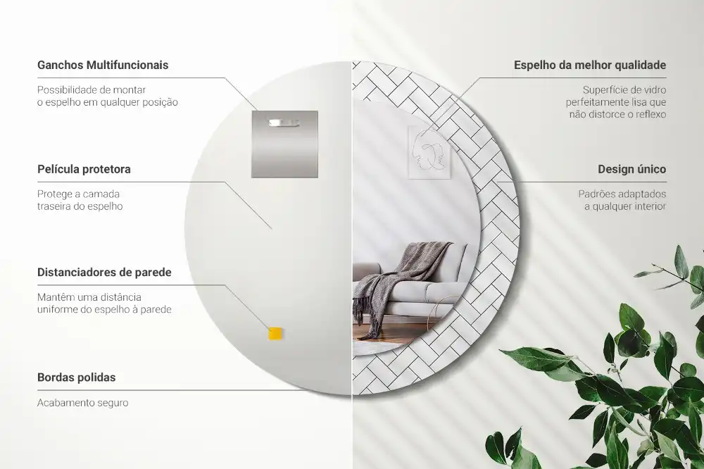 Round wall mirror decor Herringbone