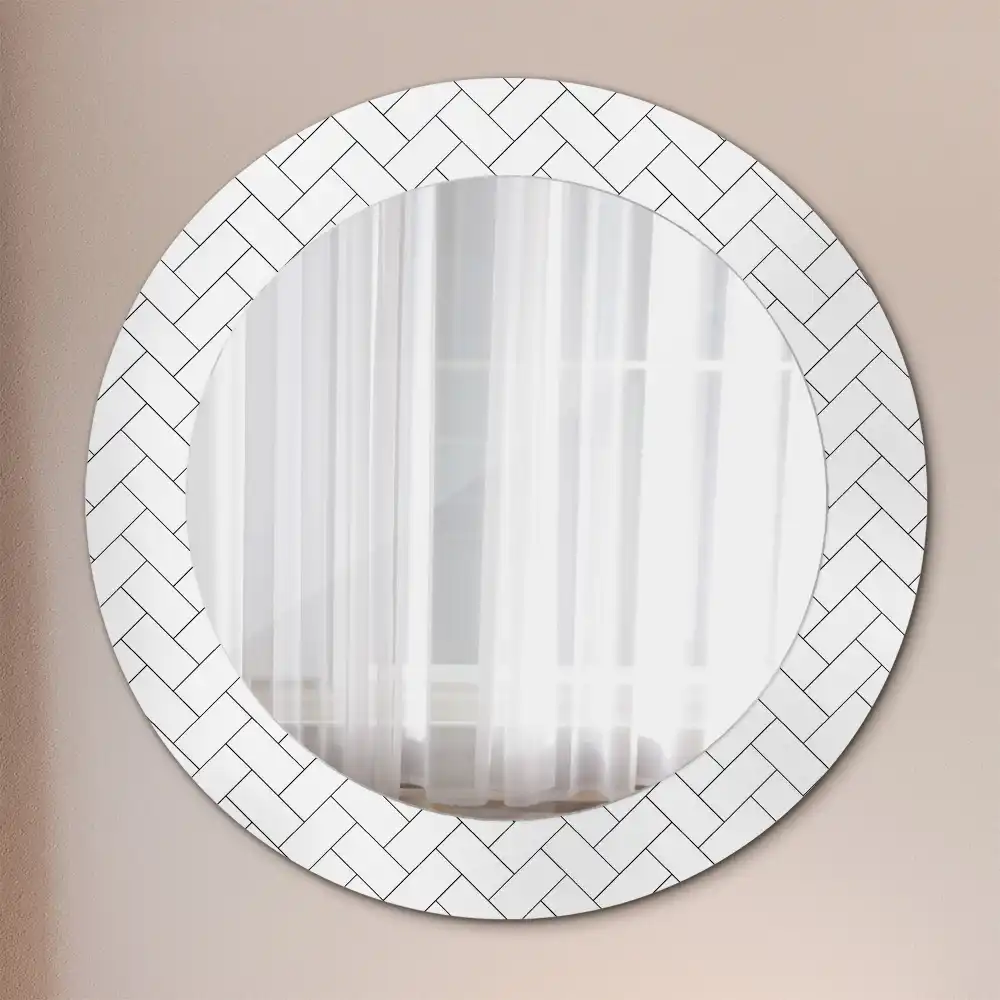 Round wall mirror decor Herringbone