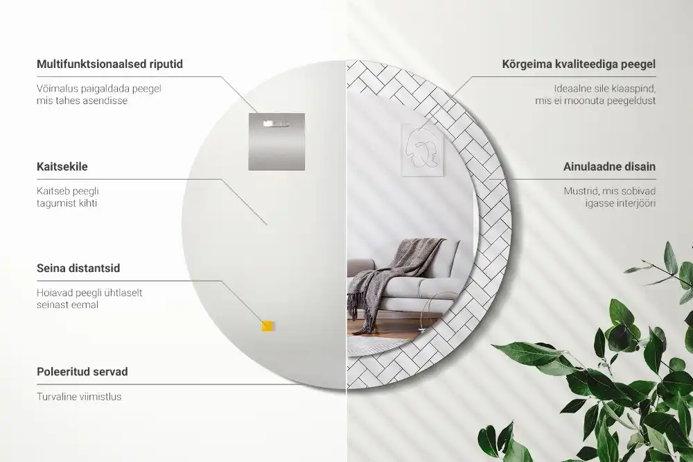 Round wall mirror decor Herringbone