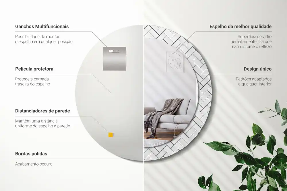 Round wall mirror decor Herringbone