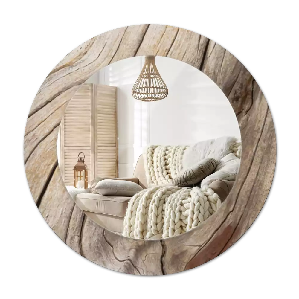 Round wall mirror decor Cracked wood