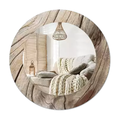 Round wall mirror decor Cracked wood