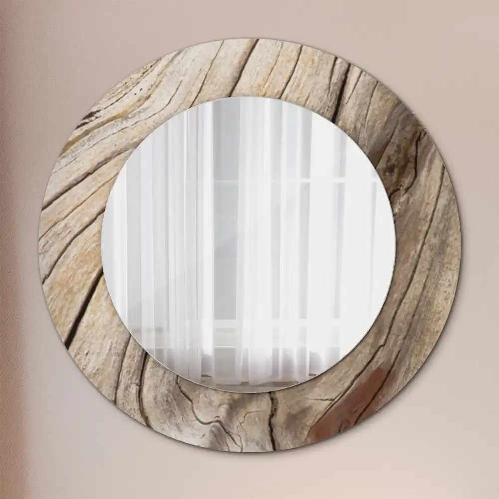Round wall mirror decor Cracked wood