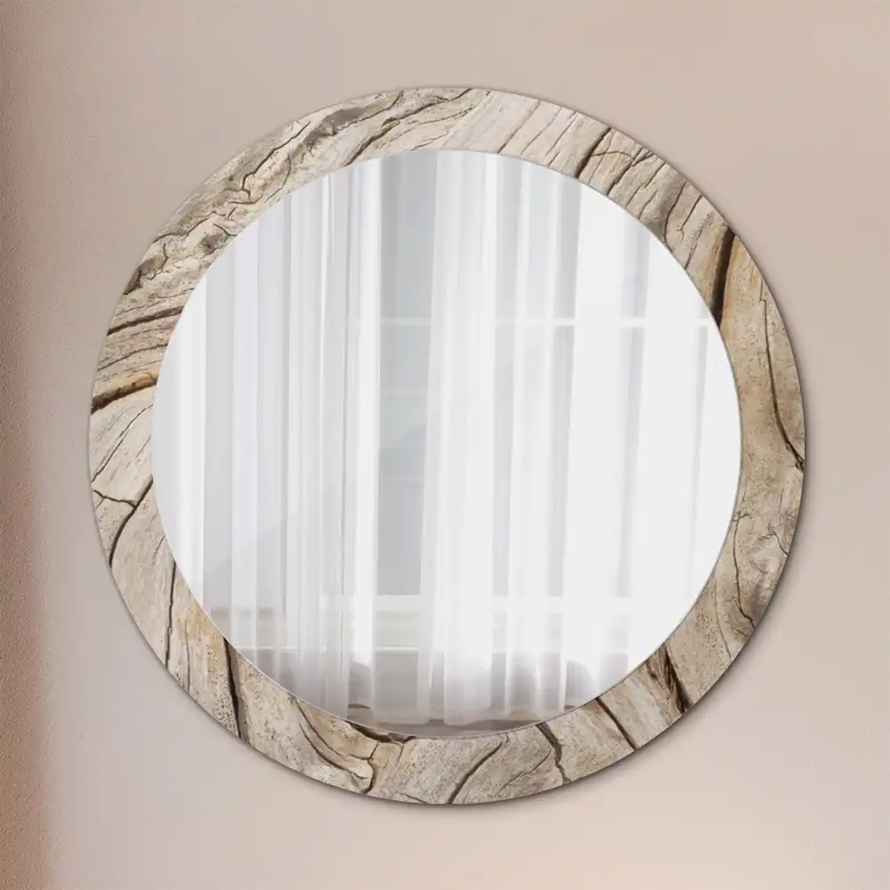 Round wall mirror decor Cracked wood