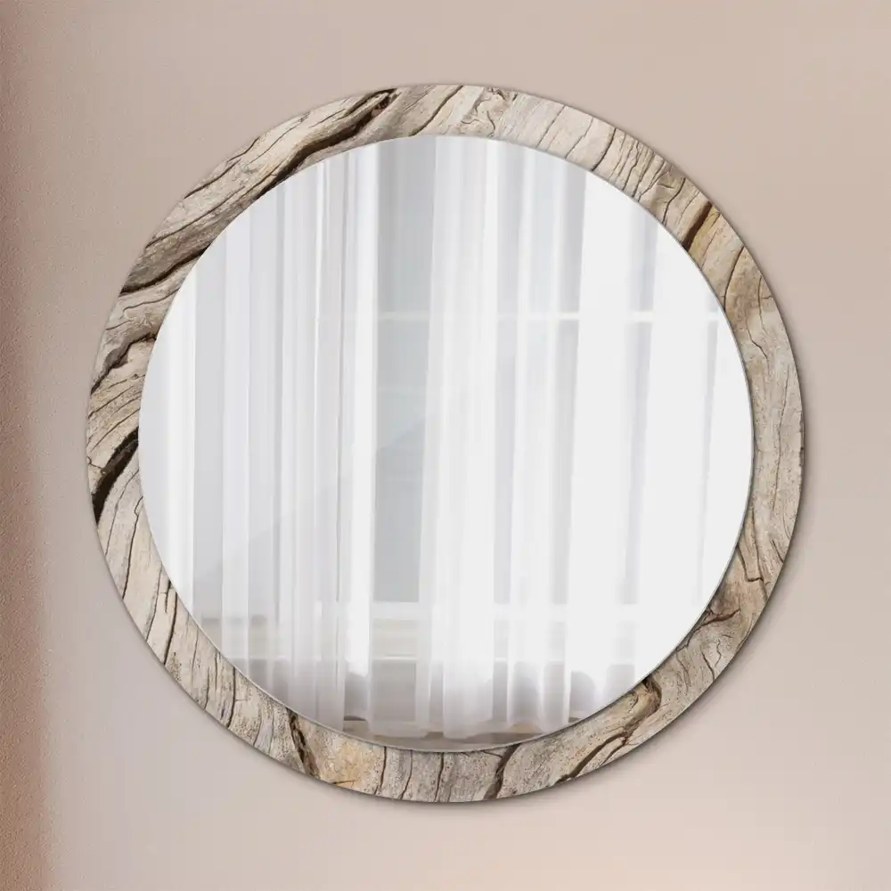 Round wall mirror decor Cracked wood