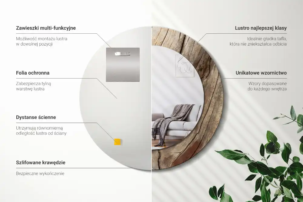 Round wall mirror decor Cracked wood