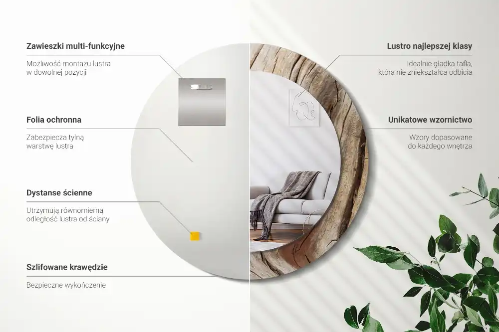 Round wall mirror decor Cracked wood