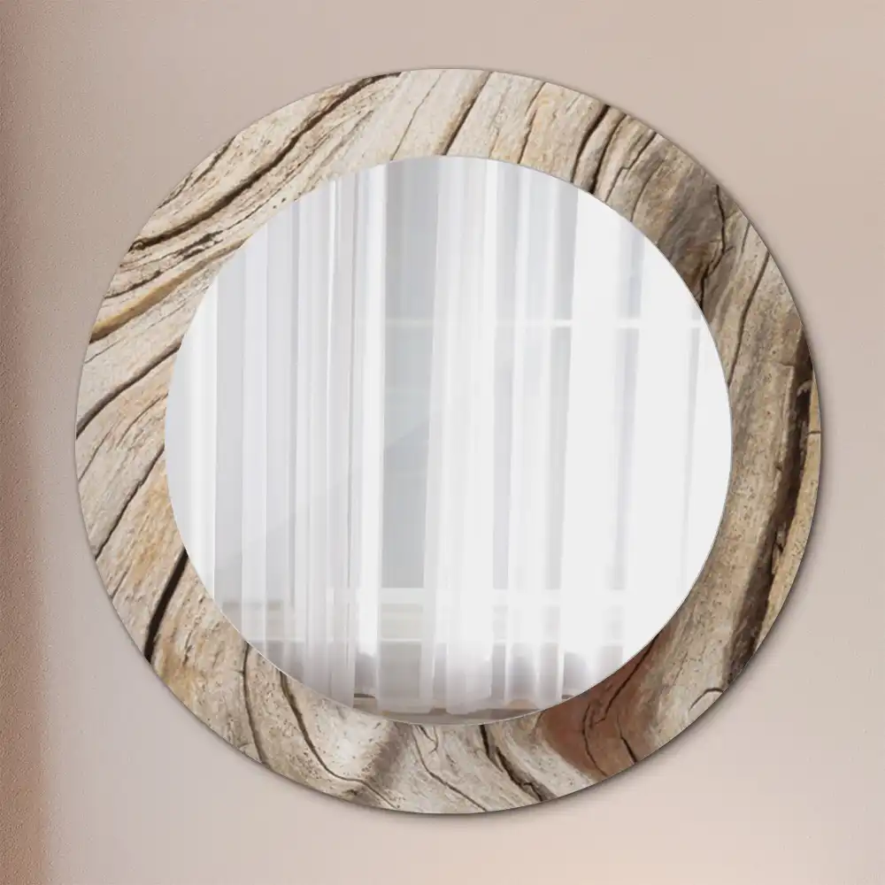 Round wall mirror decor Cracked wood