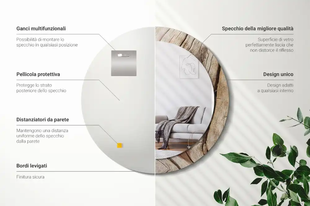 Round wall mirror decor Cracked wood