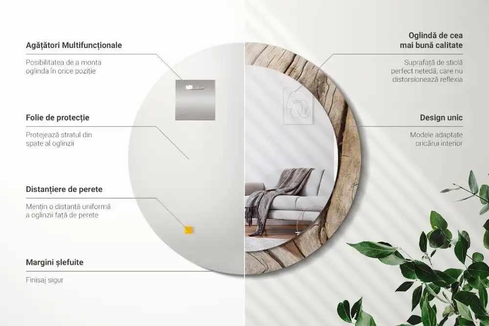 Round wall mirror decor Cracked wood