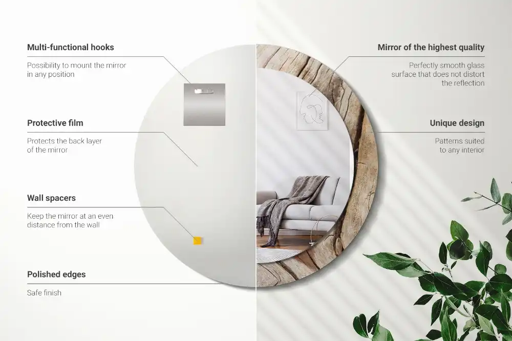Round wall mirror decor Cracked wood