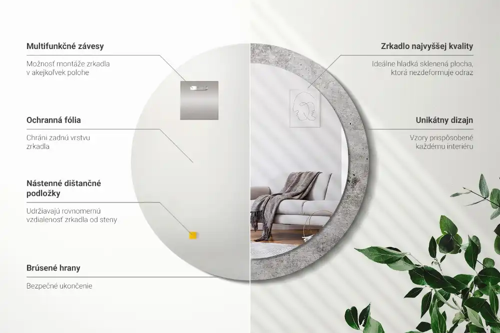 Round wall mirror decor Grey concrete