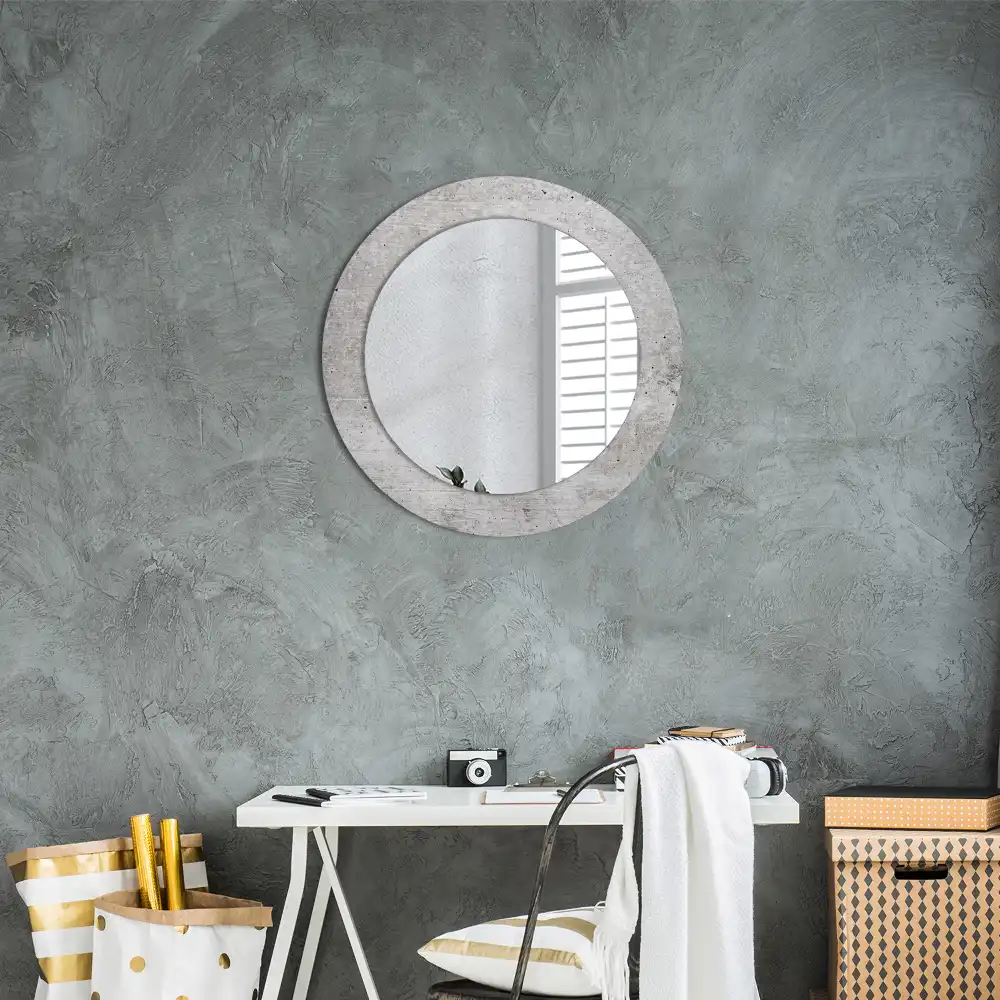 Round wall mirror decor Grey concrete