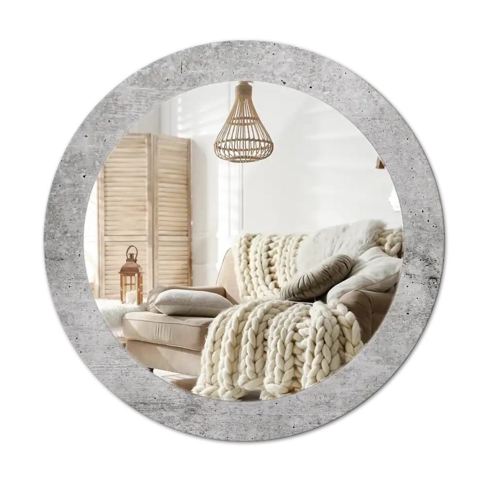 Round wall mirror decor Grey concrete