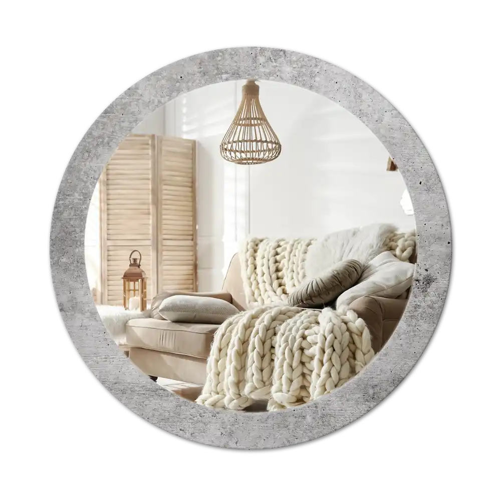 Round wall mirror decor Grey concrete
