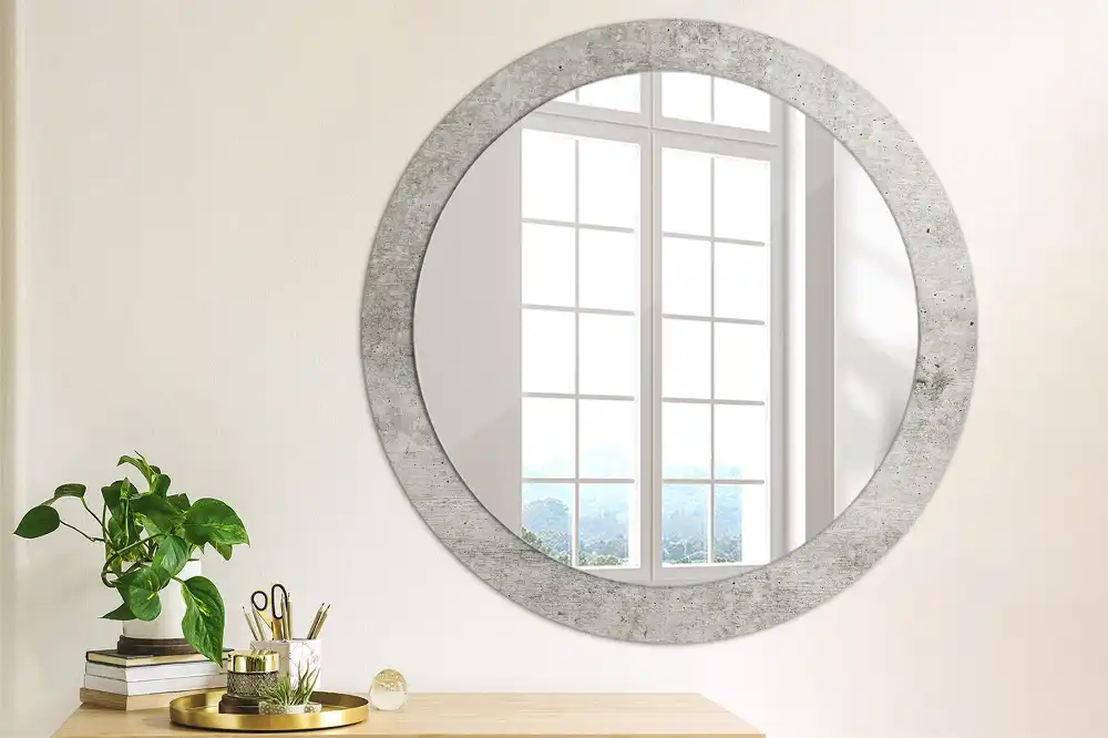 Round wall mirror decor Grey concrete