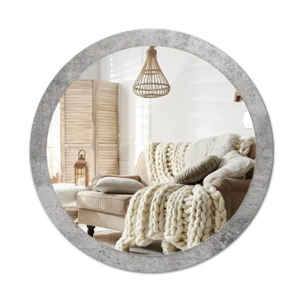 Round wall mirror decor Grey concrete