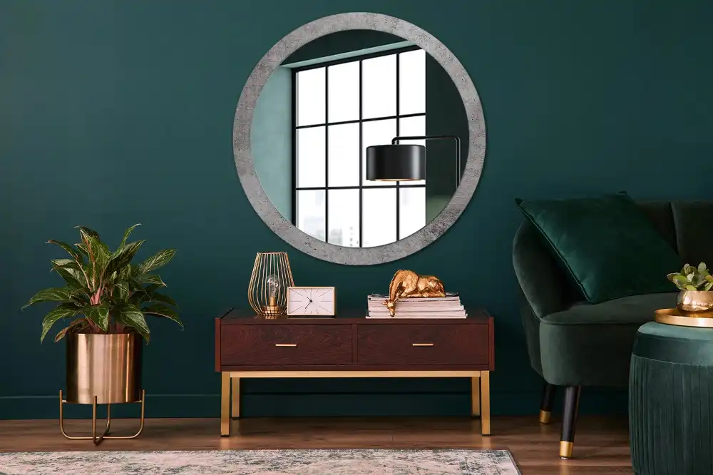 Round wall mirror decor Grey concrete