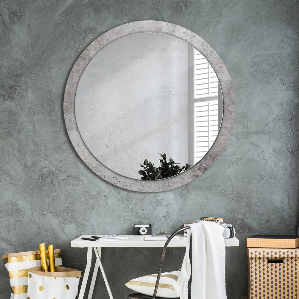 Round wall mirror decor Grey concrete