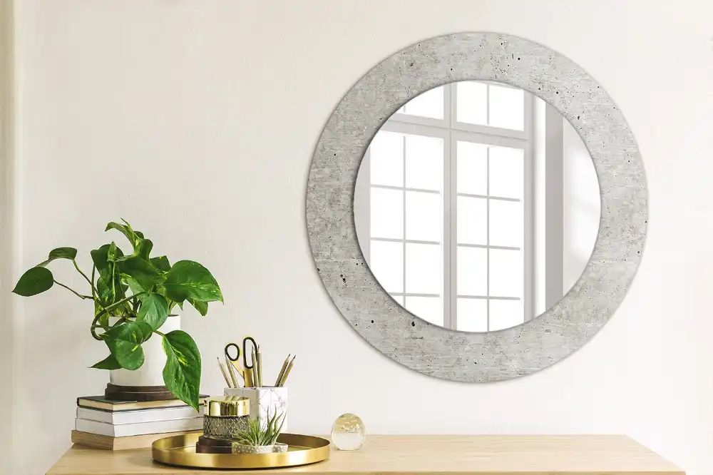 Round wall mirror decor Grey concrete