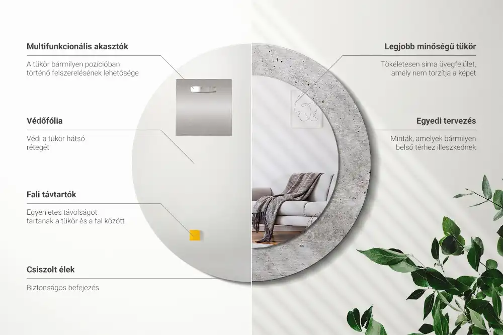 Round wall mirror decor Grey concrete