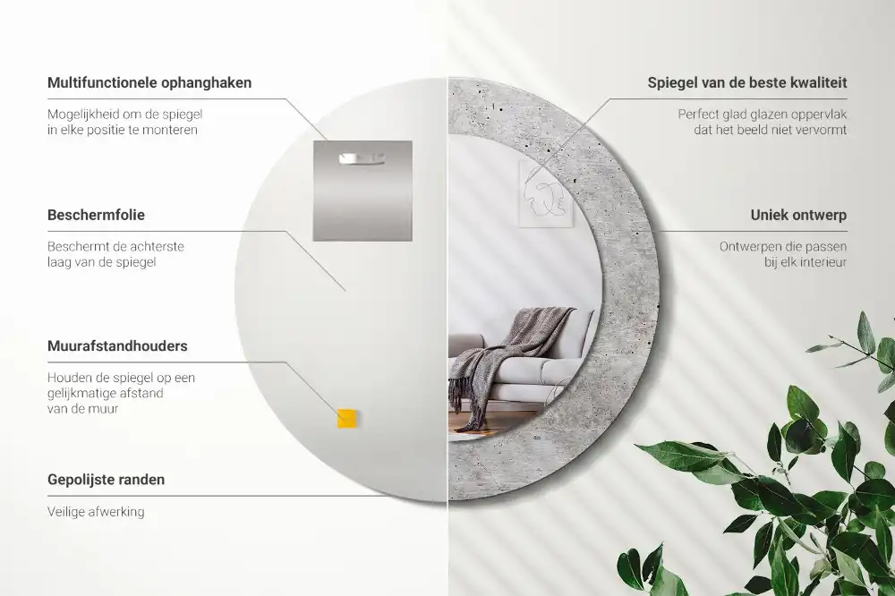 Round wall mirror decor Grey concrete