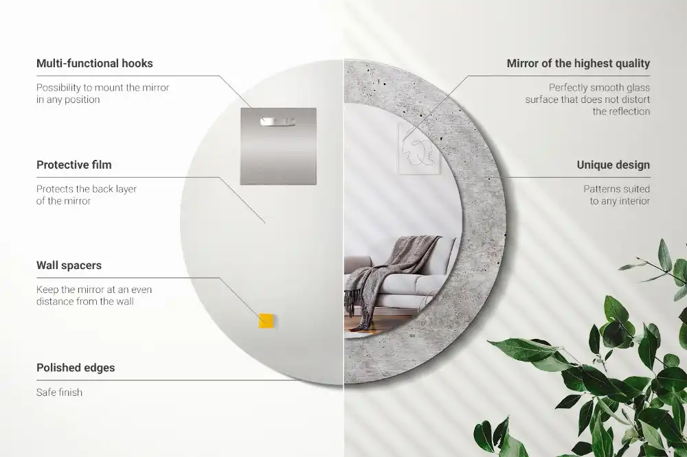 Round wall mirror decor Grey concrete
