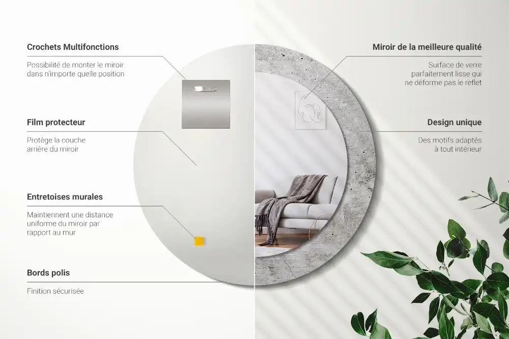 Round wall mirror decor Grey concrete