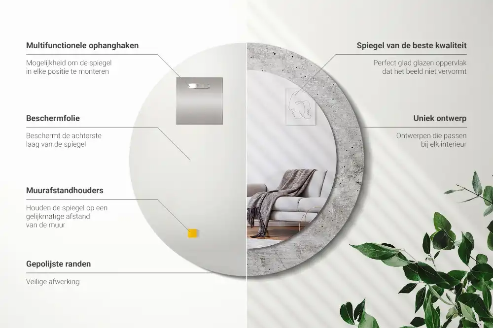 Round wall mirror decor Grey concrete