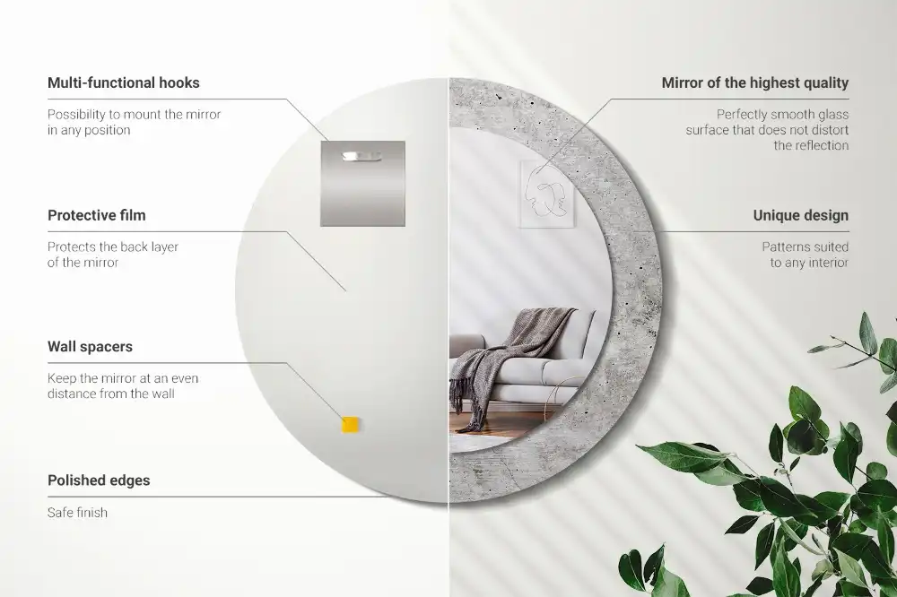 Round wall mirror decor Grey concrete