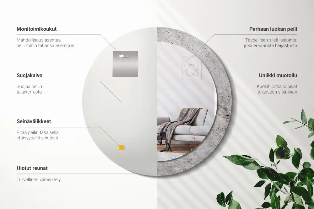 Round wall mirror decor Grey concrete