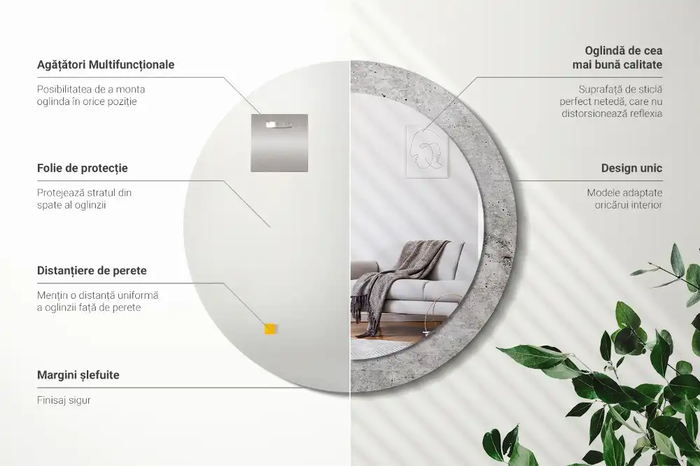 Round wall mirror decor Grey concrete